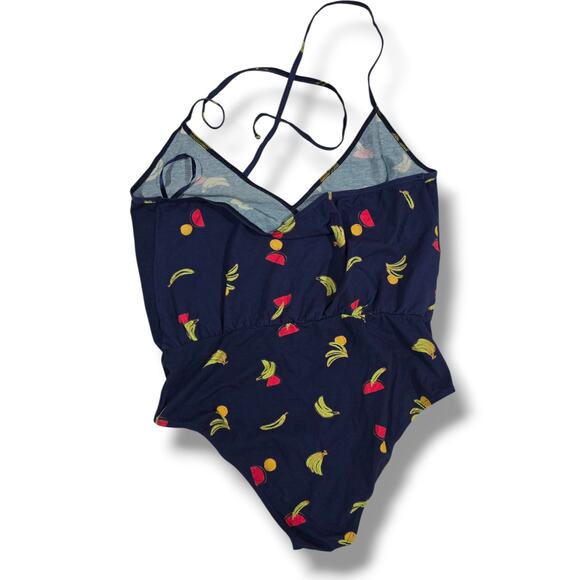ModCloth Women’s Blue Fruit Print Halter Bodysuit – Large, Cotton Spandex - Picture 4 of 9
